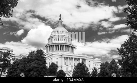 United States Capitol, the Capitol Building West front. The United States of America Congress, Washington, D.C., USA, U.S. US. black and white. Stock Photo