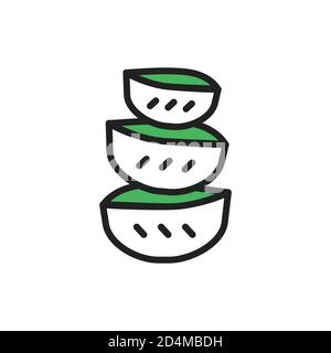 Aloe pieces color line icon. Outline pictogram for web page, mobile app, promo Stock Vector