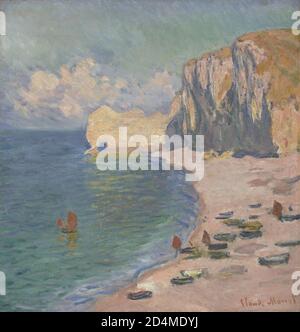 Étretat: The Beach and the Falaise d’Amont  -  Date: 1885; Claude Monet; French; 1840-1926 Stock Photo