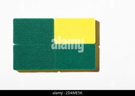 abrasive sponges isolated on white background, close-up image Stock Photo