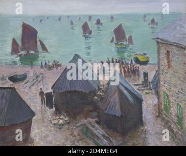 The Departure of the Boats; Étretat  -  Date: 1885; Claude Monet; French; 1840-1926 Stock Photo