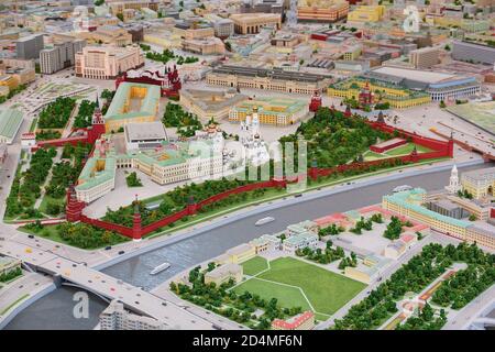 MOSCOW, RUSSIA- July 11, 2017. Architectural model of Moscow at the Exhibition of Economic Achievements. View of the Moscow Kremlin Stock Photo