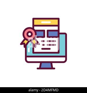 Graphic design courses color line icon. Vector illustration Stock Vector