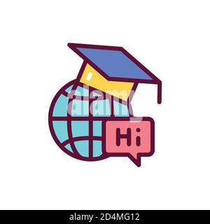 Language courses color line icon. Vector illustration Stock Vector