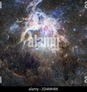 Starry deep outer space. Nebula and galaxy. Elements of this image furnished by NASA. Stock Photo