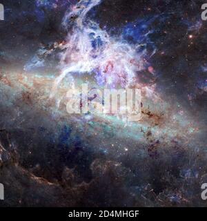 Starry deep outer space. Nebula and galaxy. Elements of this image furnished by NASA. Stock Photo