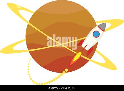 rocket start up launcher around planet icon vector illustration design Stock Vector
