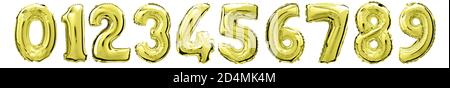 Golden numbers balloon isolated on a white background Stock Photo