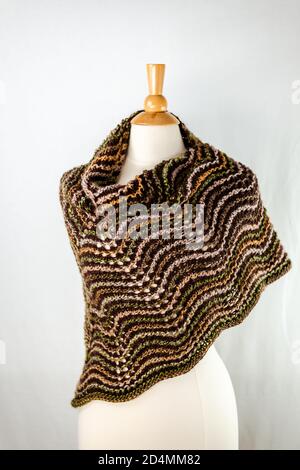Multicolor knitted scarf with the ornaments Stock Photo
