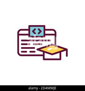 IT courses color line icon. Vector illustration. Outline pictogram for web page, mobile app, promo Stock Vector