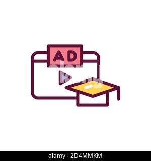 Marketing and advertising courses color line icon. Vector illustration. Outline pictogram for web page, mobile app, promo Stock Vector