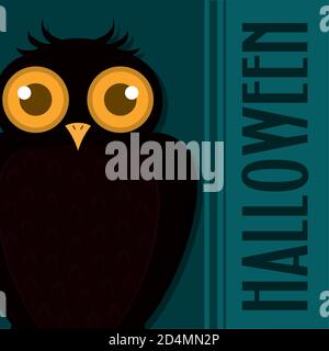 Isolated owl halloween holiday october banner- Vector Stock Vector