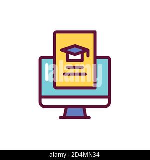 Course material color line icon. Vector illustration. Outline pictogram for web page, mobile app, promo Stock Vector