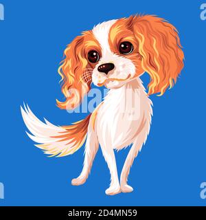 Vector cute smiling dog Cavalier King Charles Spaniel breed Stock Vector