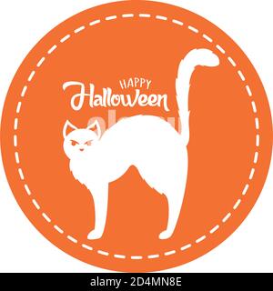 Isolated cat halloween holiday october sticker- Vector Stock Vector