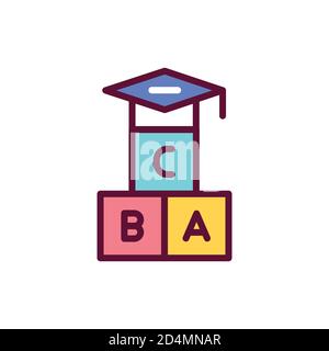 Teaching children color line icon. Vector illustration. Outline pictogram for web page, mobile app, promo Stock Vector