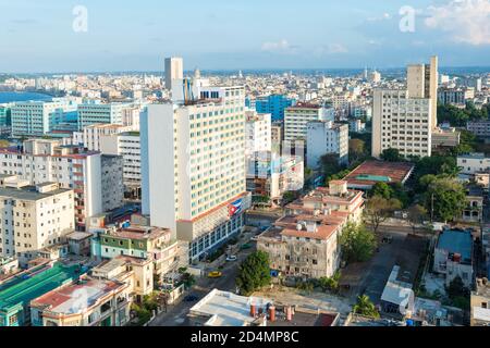 Aerial view of Havana with  several landmarks on a beautiful summer day Stock Photo