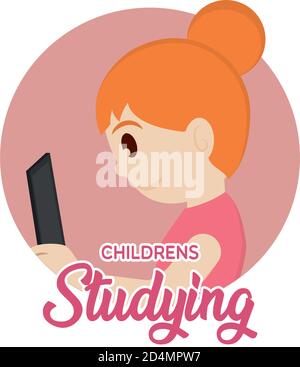 Isolated girl read childrens studying school icon - Vector Stock Vector