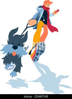 young man walking with dog Stock Vector Image & Art - Alamy