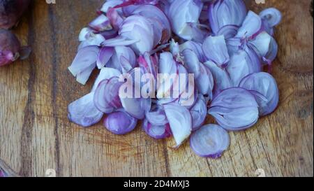 Close up of sliced shallots Stock Photo