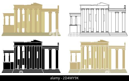 Erechtheion, Acropolis in Greece, Europe. Stock Vector