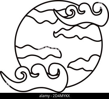 chinese cloud sky with fullmoon scene line style vector illustration design Stock Vector