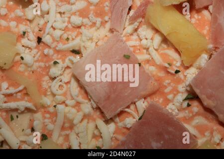 Frozen hawaii pizza with anana macro high quality modern prints fifty megapixel Stock Photo