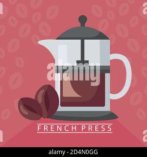 coffee brewing methods poster with french press maker vector illustration design Stock Vector