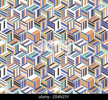 Seamless pattern with colored bands(cube) Stock Vector