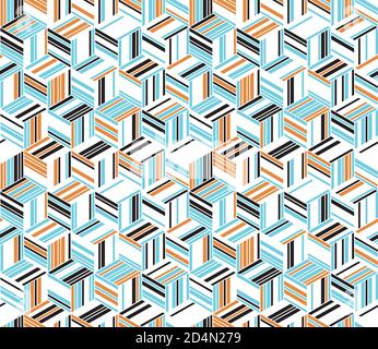Seamless pattern with colored bands(cube) Stock Vector