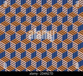 Seamless pattern with colored bands(cube) Stock Vector