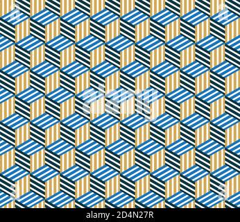 Seamless pattern with colored bands(cube) Stock Vector