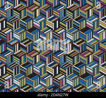 Seamless pattern with colored bands(cube) Stock Vector