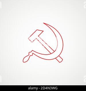 Linear icon of communism. Hammer, sickle with a star. Red Soviet emblem ...