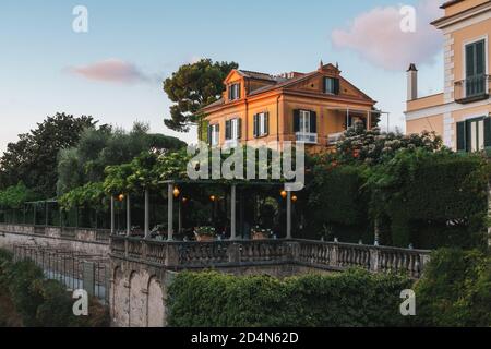 Sorrento. Italy - August 26 2020: Excelsior Vittoria Grand Hotel, Sorrento, Italy, a Leading Hotel of the World on a Cliff in the Evening Stock Photo