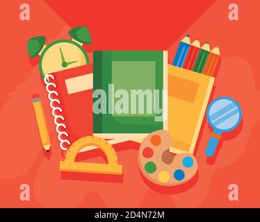 school supplies elements tools icons vector illustration design Stock Vector