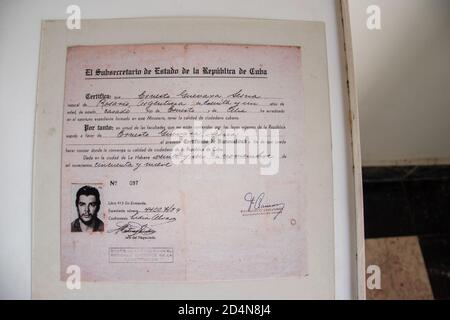 November 27th, 2018. La Cabana fortress, Havana Harbour, Havana, Cuba. Citizenship papers of Che Guevara. Stock Photo