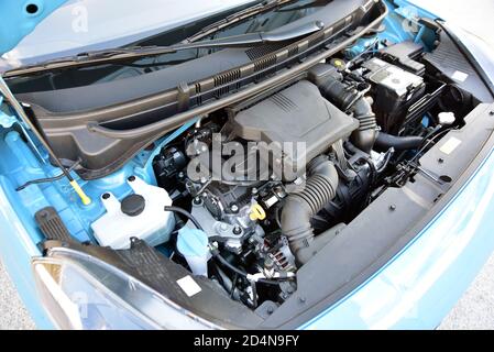Close up of car engine, studio shot Stock Photo