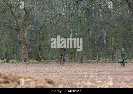 Driven game shooting in Lancashire, England Stock Photo