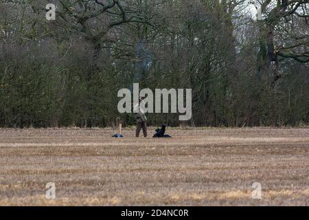 Driven game shooting in Lancashire, England Stock Photo