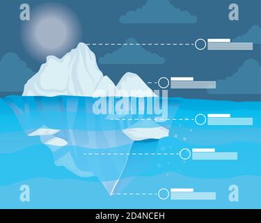 Iceberg Bitmap iceberg infographic with clouds design, Data analysis and information ...