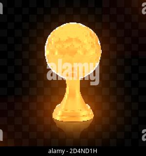 Winner golf cup award, golden trophy logo isolated on black transparent background Stock Vector