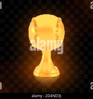 Winner baseball cup award, golden trophy logo isolated on black transparent background Stock Vector