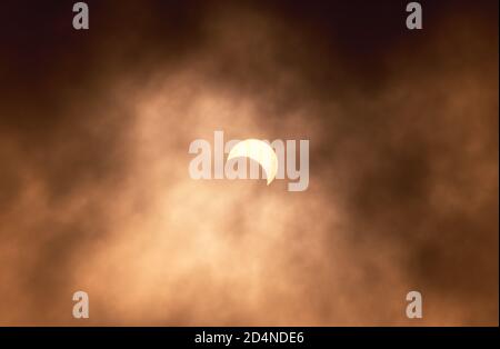 Annular (Partial) Solar Eclipse seen from Pune, India on 21st June 2020. Stock Photo