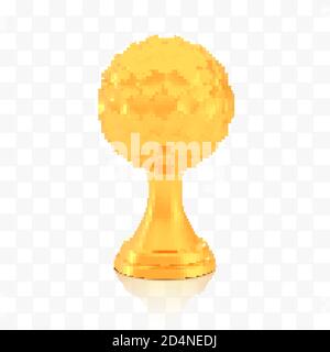 Winner golf cup award, golden trophy logo isolated on white transparent background Stock Vector