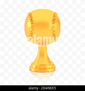 Winner baseball cup award, golden trophy logo isolated on white transparent background Stock Vector