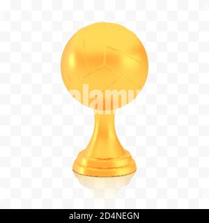 Winner volleyball cup award, golden trophy logo isolated on white transparent background Stock Vector