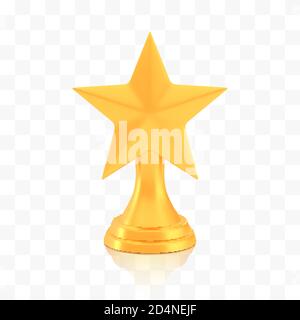 Winner star cup award, golden trophy logo isolated on white transparent background Stock Vector