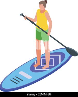 Stand up paddle icon, isometric style Stock Vector