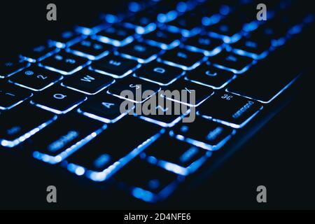 laptop keyboard with backlight - macbook Stock Photo